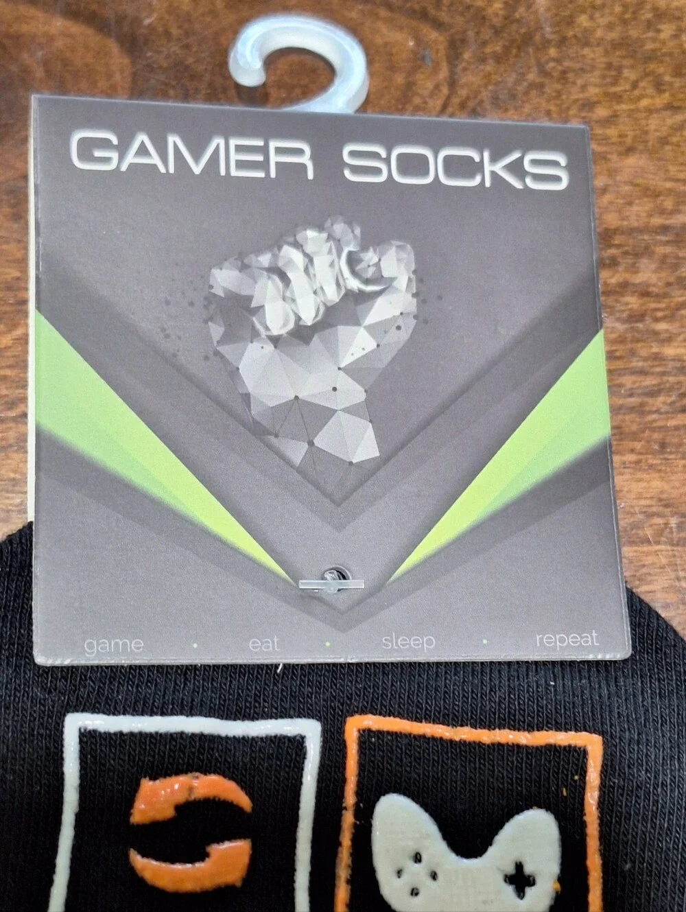 Black Gamer Socks 'Eat Sleep Game Repeat' Video Game Socks